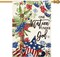 Memorial Day Patriotic 4th of July House Flag 28x40 Inch Double Sided Outside, Flowers Cross Yard Outdoor Decoration